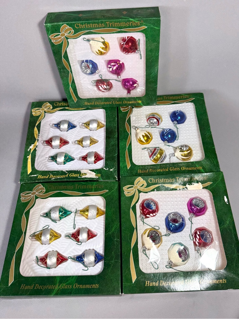Vintage 2000 Target Christmas Trimmings Glass Ornaments Lot of 5 Boxes MCM